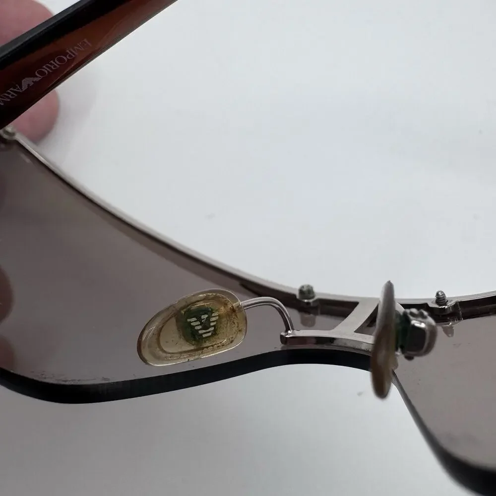 Vintage Emporio Armani EA 9423/S Shield Sunglasses Brown Y2K Made in Italy